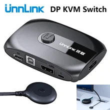 Unnlink 2 portas dp kvm switch displayport com extensor 4k60 usb share monitor impressora teclado mouse para computadores de 2 computadores portáteis