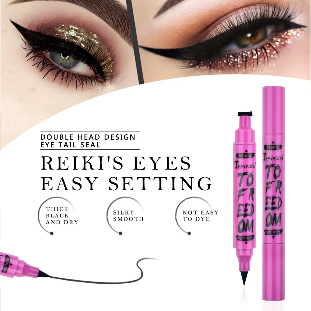 1PC 2-in-1 Waterproof Seal Black Double Head Waterproof Stamp Eyeliner Pen Tattoo Stamping Eye Liner Pencil Makeup Tool 1PC 2-in-1 Waterproof Seal Black Double Head Waterproof Stamp Eyeliner Pen Tattoo Stamping Eye Liner Pencil Makeup Tool
