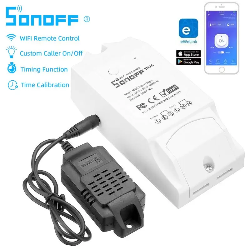 

Sonoff TH16 16A Smart Wifi Switch Monitoring Temperature Humidity Switch Home Automation Relay Module With Alexa Google Home