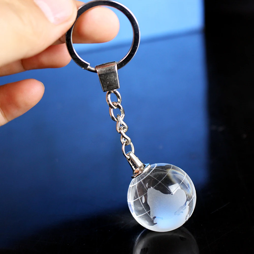 

12 pcs per lot Cute 30mm Crystal Glass Earth Globe Key Ring Kid's Birthday School Open Party Souvenir Gifts Favor