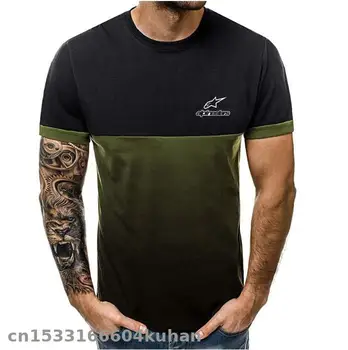 

Sports fitness gradient stitching short-sleeved T-shirt Fashion Men for high mountain star T Shirts racing Men's Summer T-Shirt