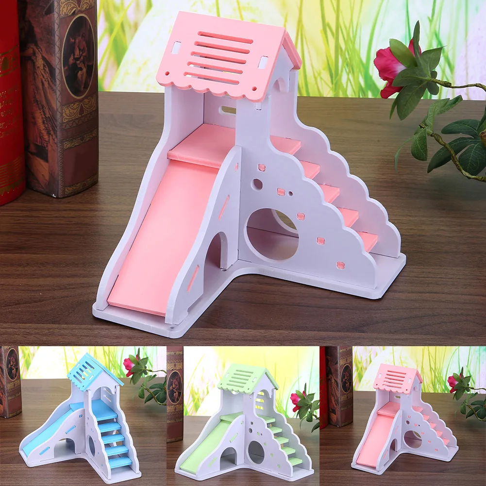Красочные мини деревянные горки DIY собрать хомяк дом маленьких животных Поставка игрушек для домашних животных