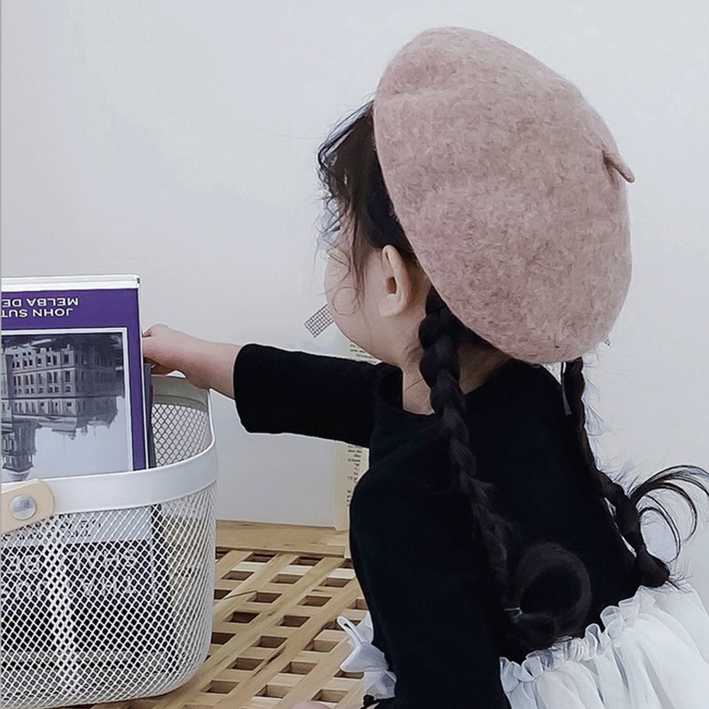 Toddler Wool Cute Beret Caps Kids Girl Autumn Winter Baby Warm Hat Painter Hat Hair Accessories US