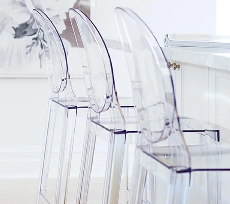 

65cm High Crystal Candy Stool / All Plastic Made 75cm Option / Transparent Bar Stool with Backrest