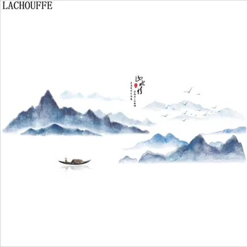 

1PC Large 60*90cm Chinese Style Wash Painting Vintage Poster Vinyl Wall Sticker Landscape Mural Living Room Home mural Wallpaper