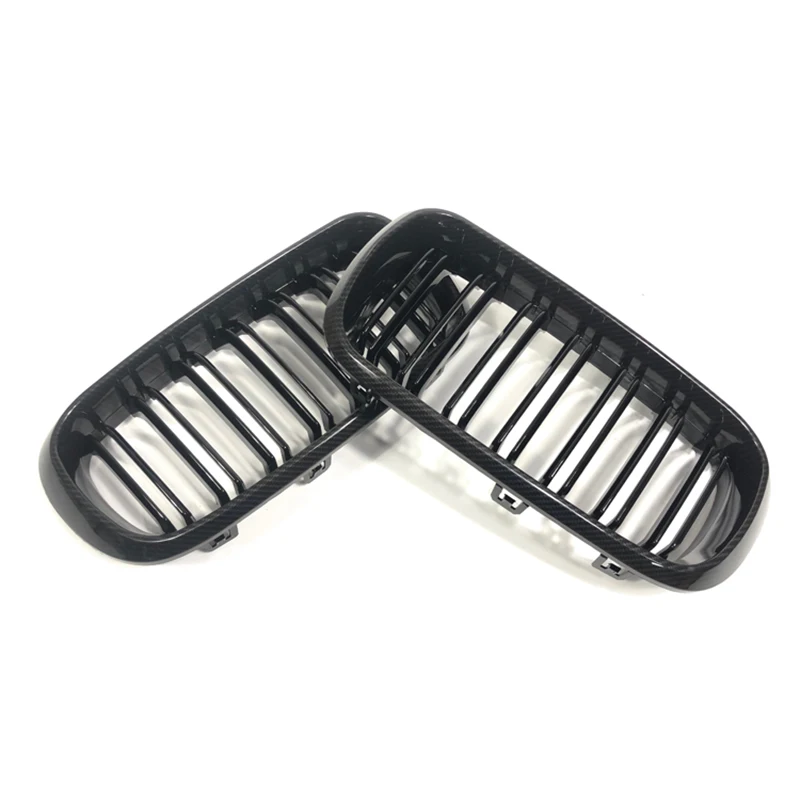 

Car Carbon Fiber&Gloss Black Double Slats Front Kidney Grille Grill For BMW X5 F15 X6 F16 X5M F85 X6M 2014-2018 Auto Accessories