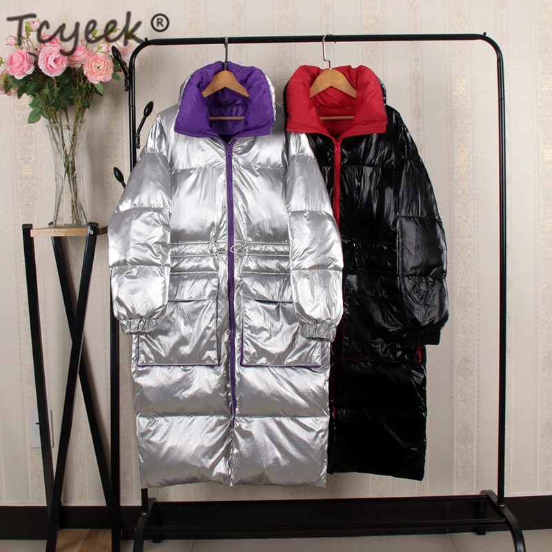 

Tcyeek Winter Jacket Women Down Coat Female Thick Warm White Duck Down Jackets Womens Long Coats Warm Hooded Clothes 2019 19136