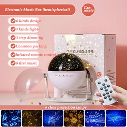 Veilleuses pour chambre d'enfants, projecteur de musique Bluetooth, minuterie rotative à 360 °, lumières pour chambre à coucher, 12 couleurs 
