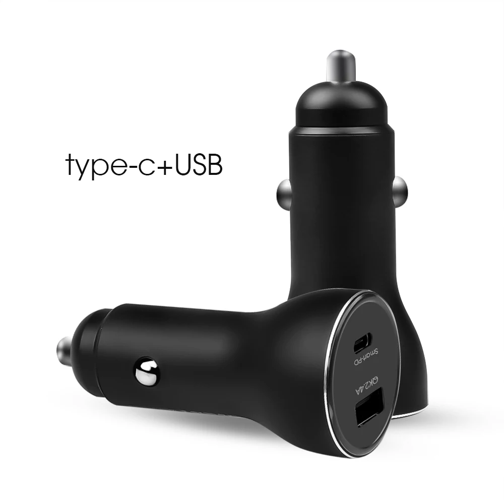 Быстрое зарядное устройство QC3.0 с двумя usb-портами 2,4 А USB type C PD, быстрое автомобильное зарядное устройство для iPhone, Xiaomi, samsung, huawei, автомобильное зарядное устройство, быстрая зарядка