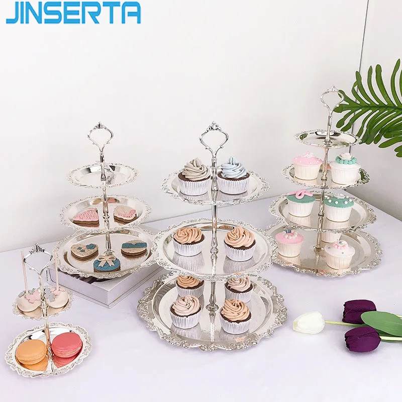 JINSERTA 3-х слойные металлический ящик для хранения, роскошный цвета: золотистый, серебристый фруктовый торт Snack гайки пластина для дома вечерние Свадебный декор подарки