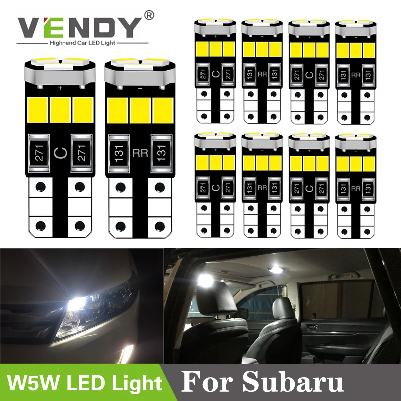 

10pcs Car W5W T10 168 LED Light Auto Lamp Interior Bulb 2835 smd For Subaru Legacy Forester Impreza Outback Tribeca Crosstrek XV