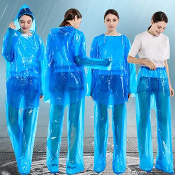 

Raincoat Protective Workwear Outdoor Dustproof Waterproof Antifouling Antivirus Spread Split Blue Raincoat Rain Pants Suit Cheap