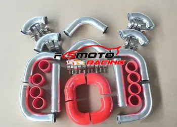 

Universal Aluminum 2.5" 64mm Intercooler Turbo Piping Pipe Kit + RED Hose Kits