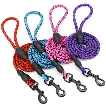 

1.5m Durable Dog Leash Nylon Puppy Round Leashes Non-slip Pet Walking Lead Rope For Small Medium Dogs Cats Pets Strap Belt Pink