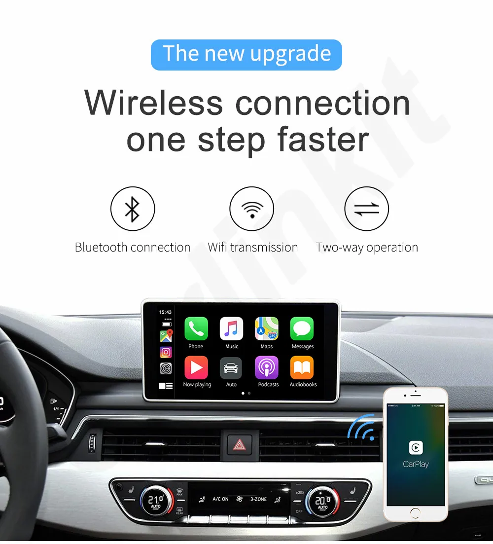 Carlinkit Apple CarPlay беспроводной активатор для Audi Porsche VW Volvo Skoda авто оригинальный