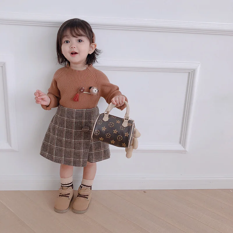 

baby girl sweater 2019 winter and autumn pure and simple knitted kids sweaters Korean edition casual sweaters 9m 1 2 3 4 5 6T