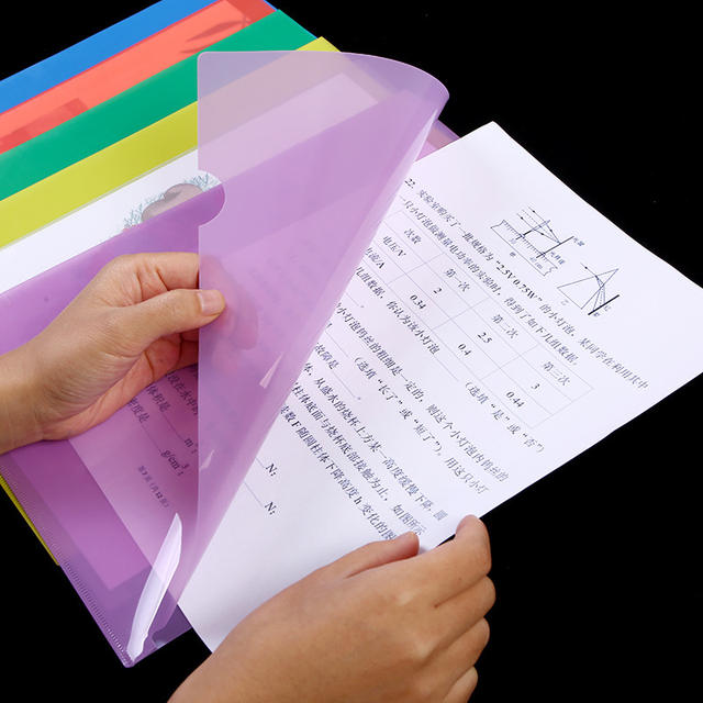 L Shaped Folder A4 Folder Student Paper Clip Folder Custom LOGO PP