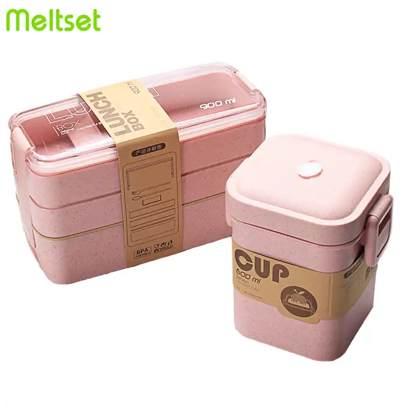 900ミリリットル3層弁当箱健康素材弁当箱小麦わらlunbox電子レンジ食品収納容器食器foodbox 弁当箱 Aliexpress