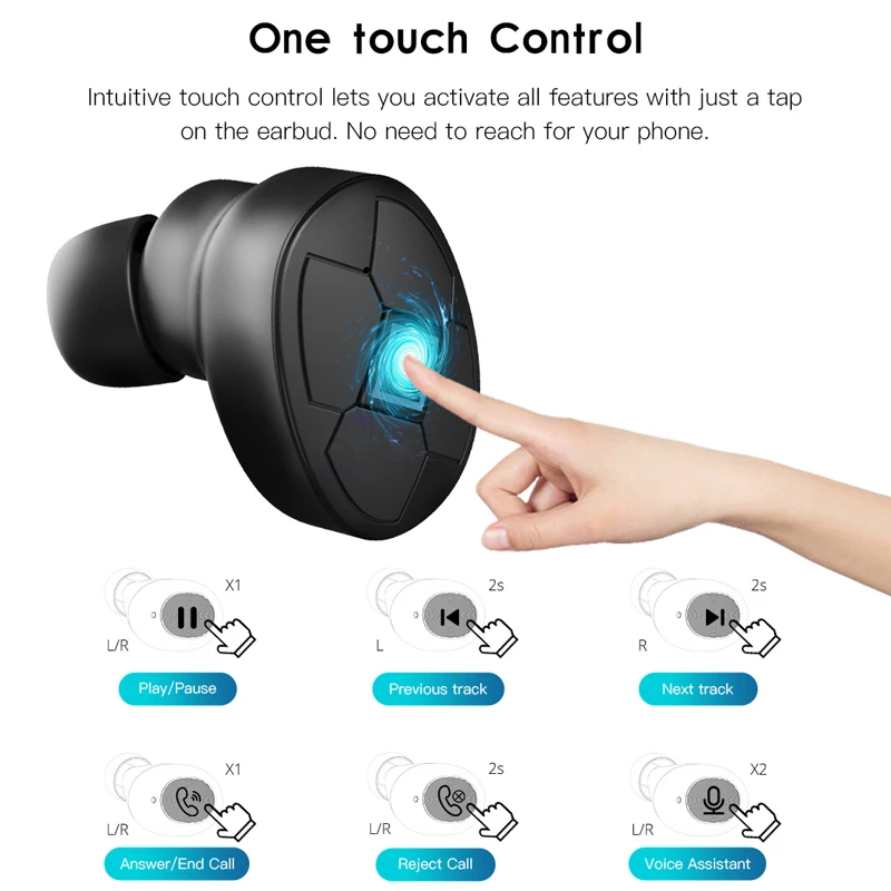 Wireless Earphone Sports Earbuds Bluetooth 5 0 V5 TWS Headset Noise Cancelling Mic For iPhone Huawei Samsung Xiaomi Redmi Huawei