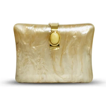 

Women Acrylic Handbags Wedding Evening Bags Marble Champagne Solid Handbags Luxury Wedding Should Bags Vintage Pearl Clutch