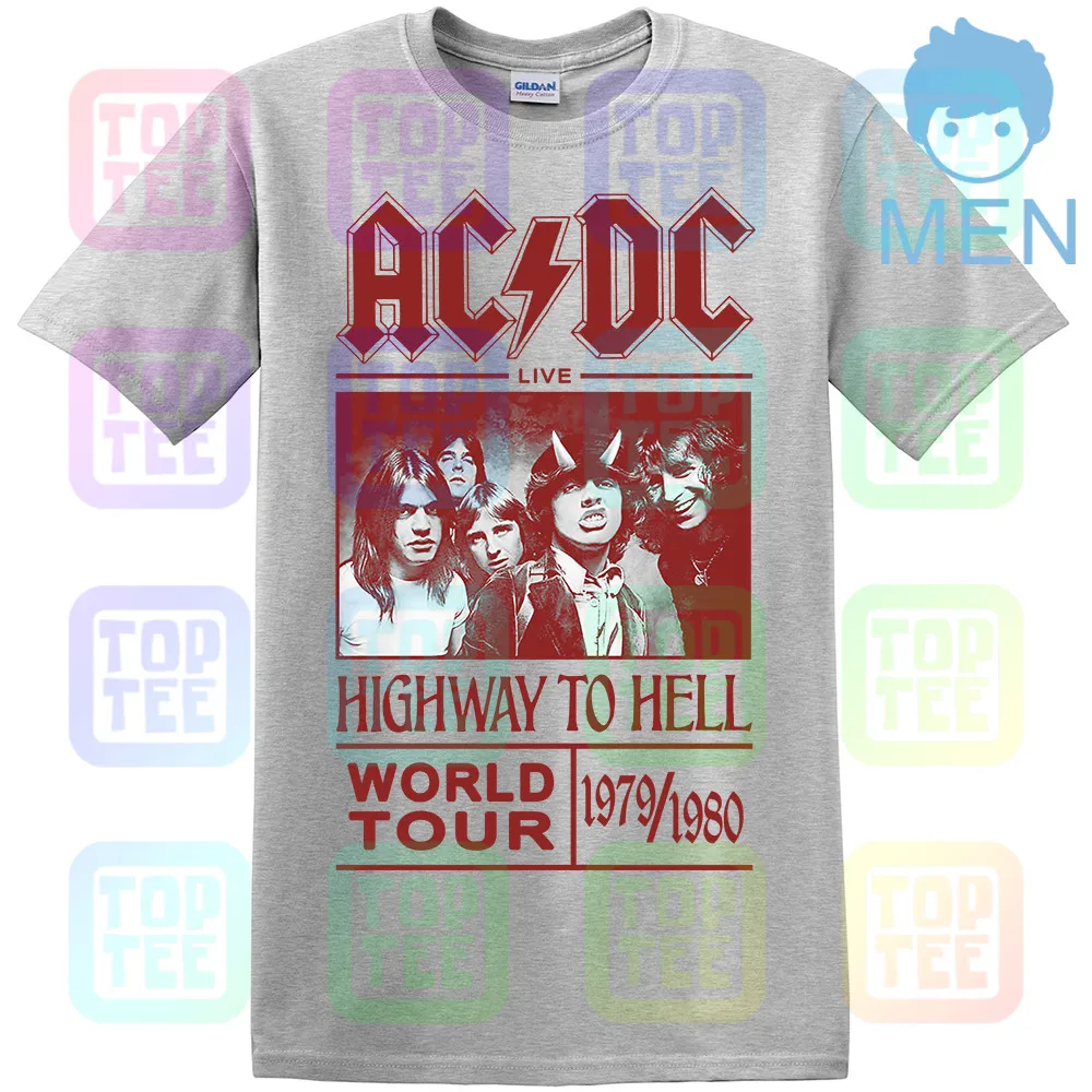 AC/DC Футболка Highway To Hell World Tour 1979/1980 все размеры официальный логотип - Цвет: MEN-GRAY