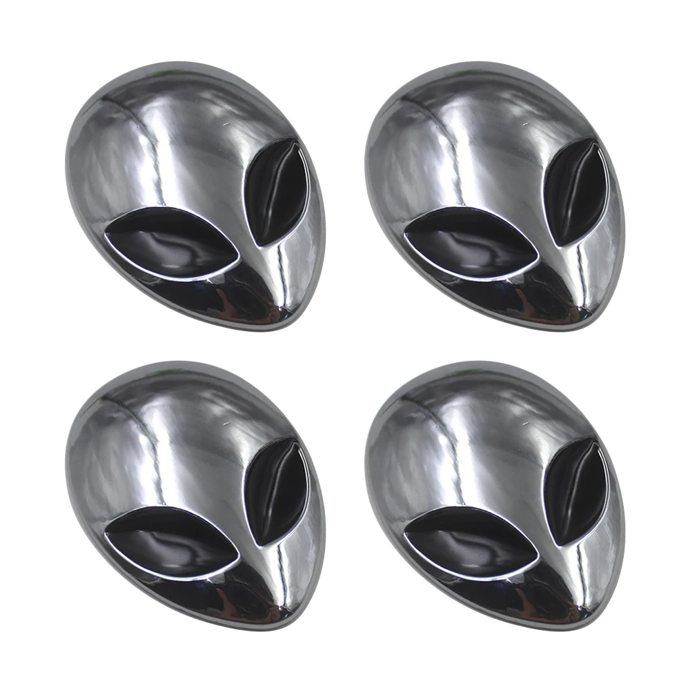 Pack of 4 3D Metal Alien Head Emblem Badge Sticker Decal Car Body Exterior Cover Fender Decals