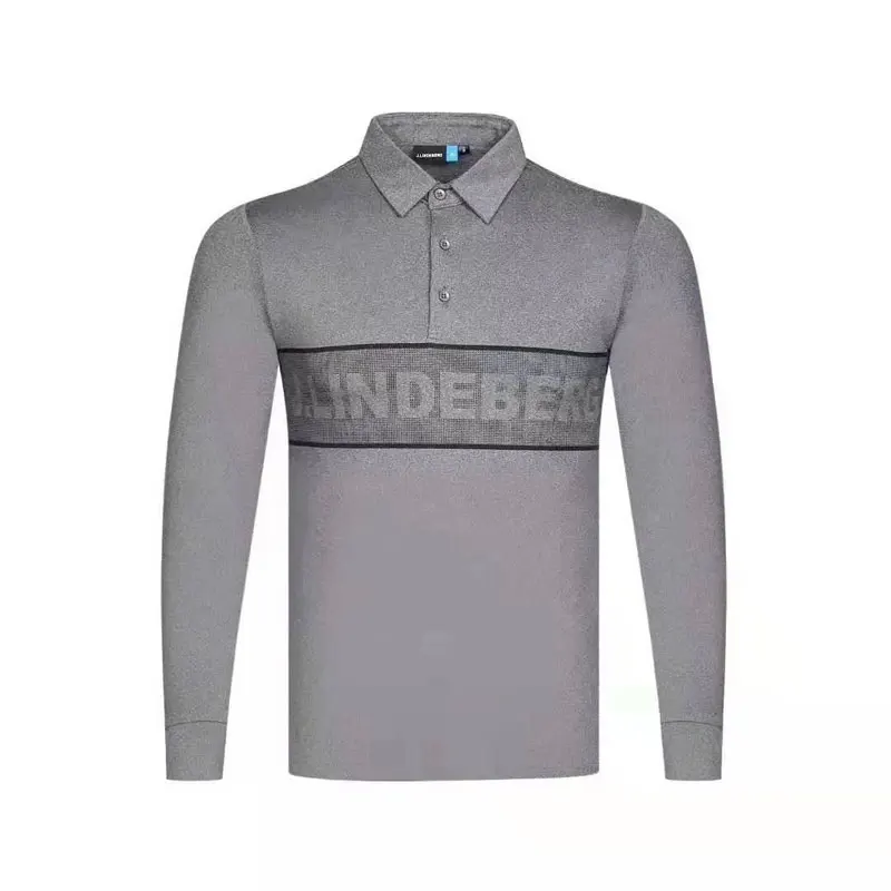 Одежда для гольфа, Мужская весенняя и осенняя однотонная одежда для гольфа JL, рубашка для гольфа с длинным рукавом, быстросохнущая дышащая футболка для гольфа - Цвет: Серый