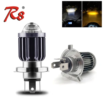 

H4 HS1 P43T BA20D S2 Motorcycle Mini LED Projector Headlight Bulbs Fanless Dual Colors White Yellow ATV Scooter E-bikes Headlamp