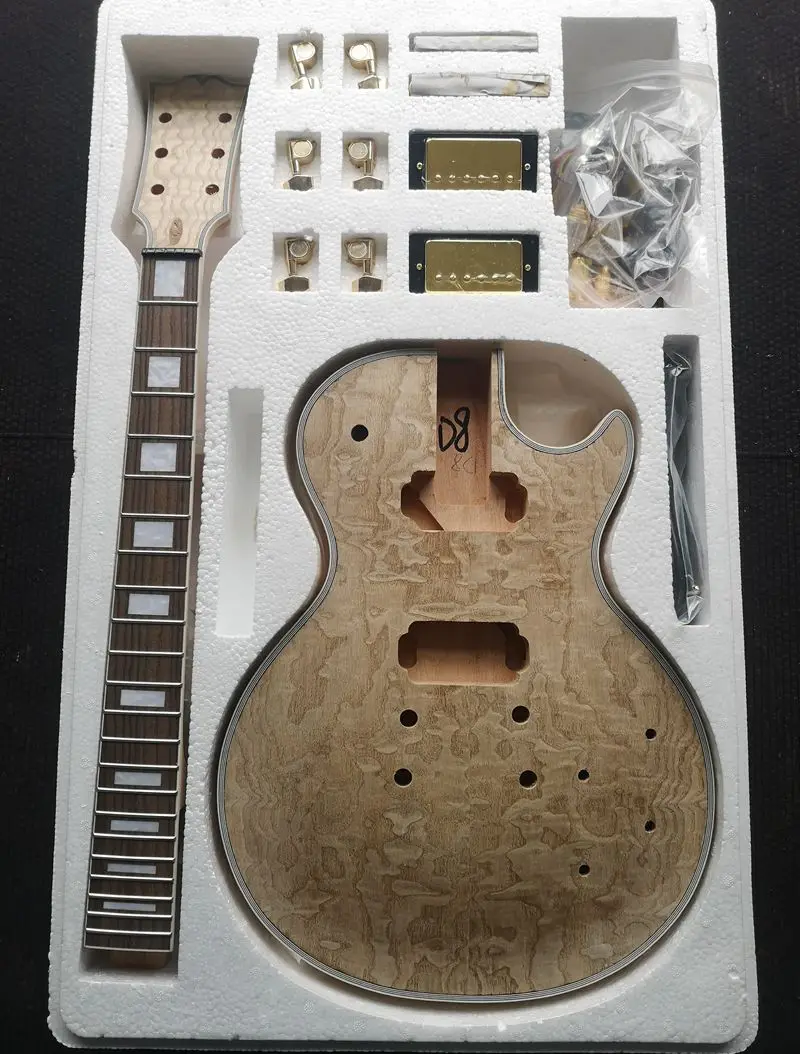CLDJT-D8 LP стиль электрогитара DIY Kit Африканский красное дерево Oguman интегрированный шеи - Цвет: CLDJT-D8