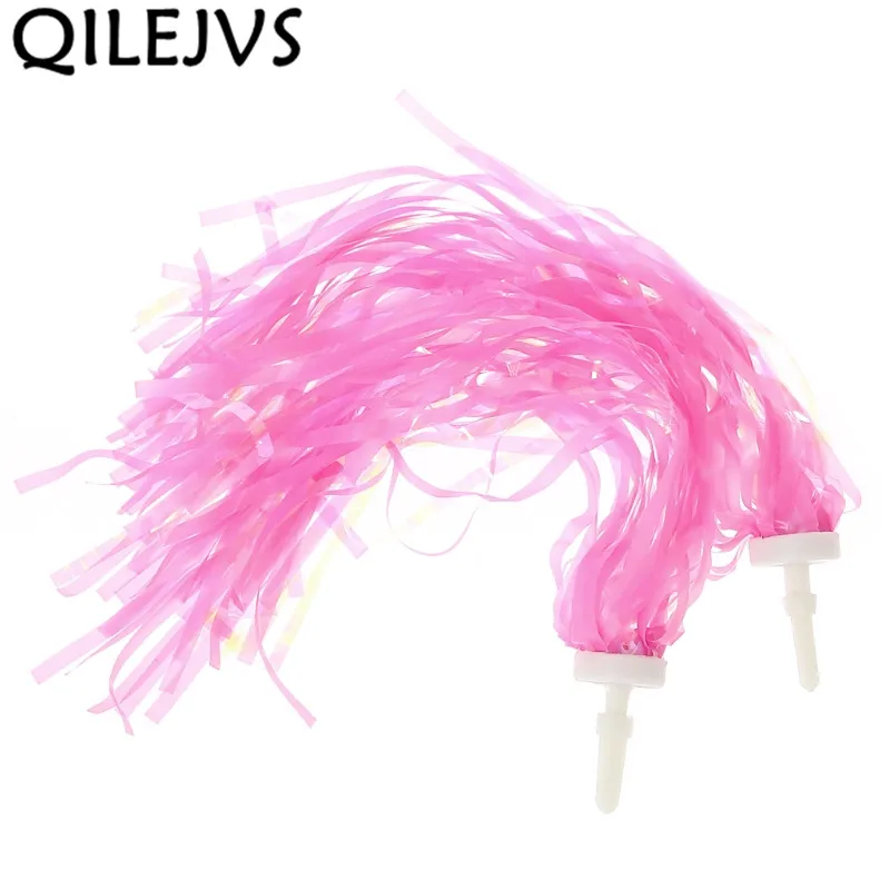 QILEJVS, 2 шт., велосипед, трицикл, дети, девочки, мальчики, руль, стримеры, кисточки - Цвет: Розовый