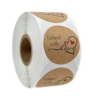 

100 Roll Baked with Love Round Stickers 500 Labels per roll cute stickers for seal labels sticker scrapbooking school stationery