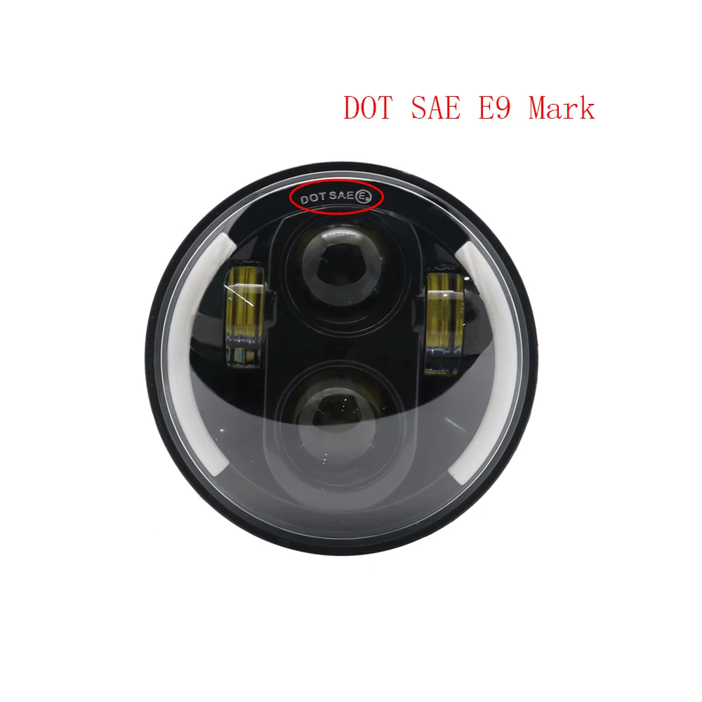 Ceny Uniwersalny czarny 5.75 Cal motocykl Metal żarówka jak DRL LED przedni reflektor z anioł oko + 5 3 4 \
