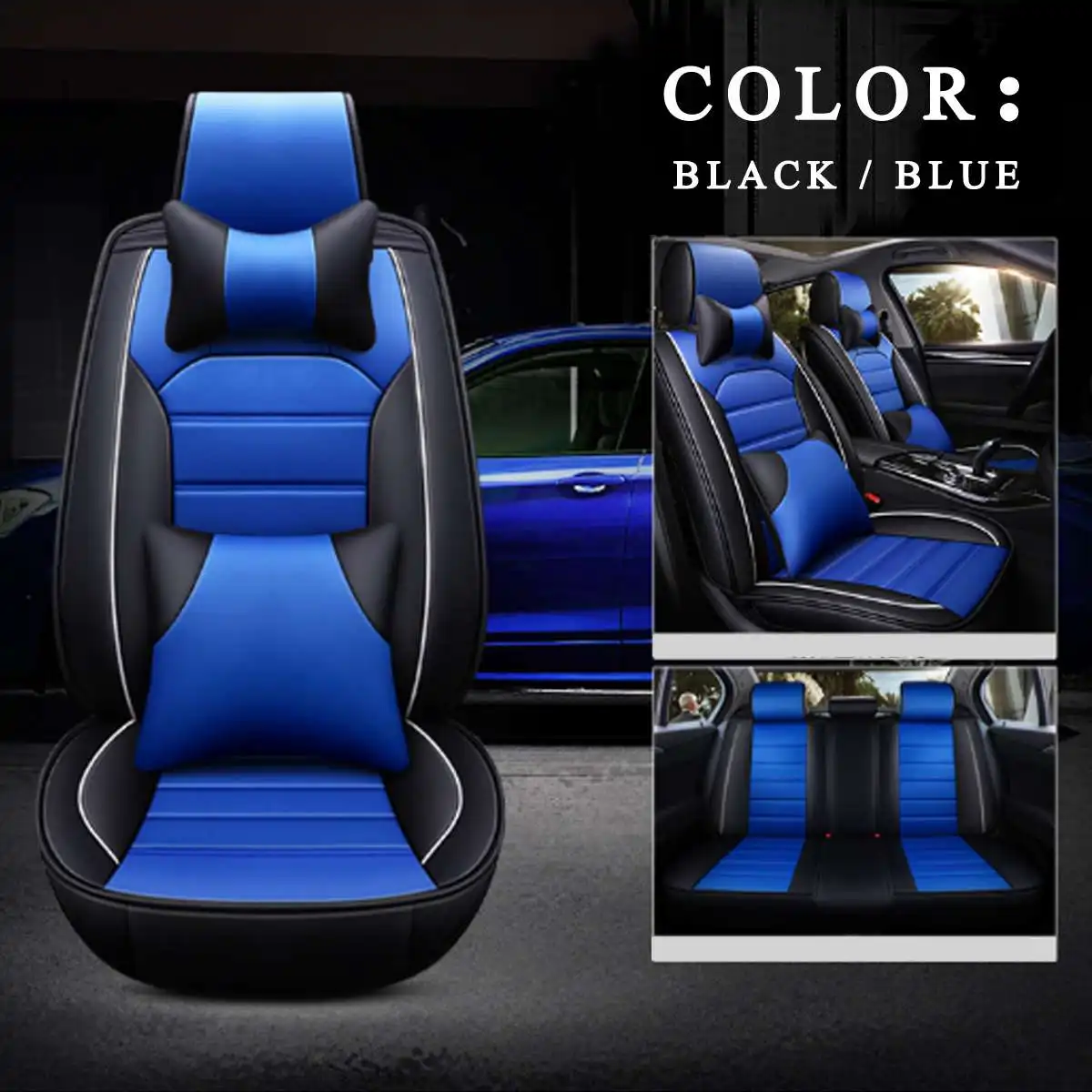 

Luxury PU Leather Auto Universal Car Seat Covers Front Rear Seat Protector Covers Cushion FOR 5-Seat Car Styling