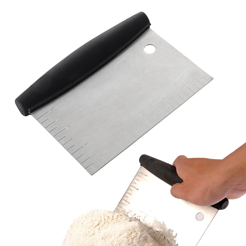 Stainless Steel Pizza Dough Scraper Cutter Flour Pastry Kitchen Tool AL