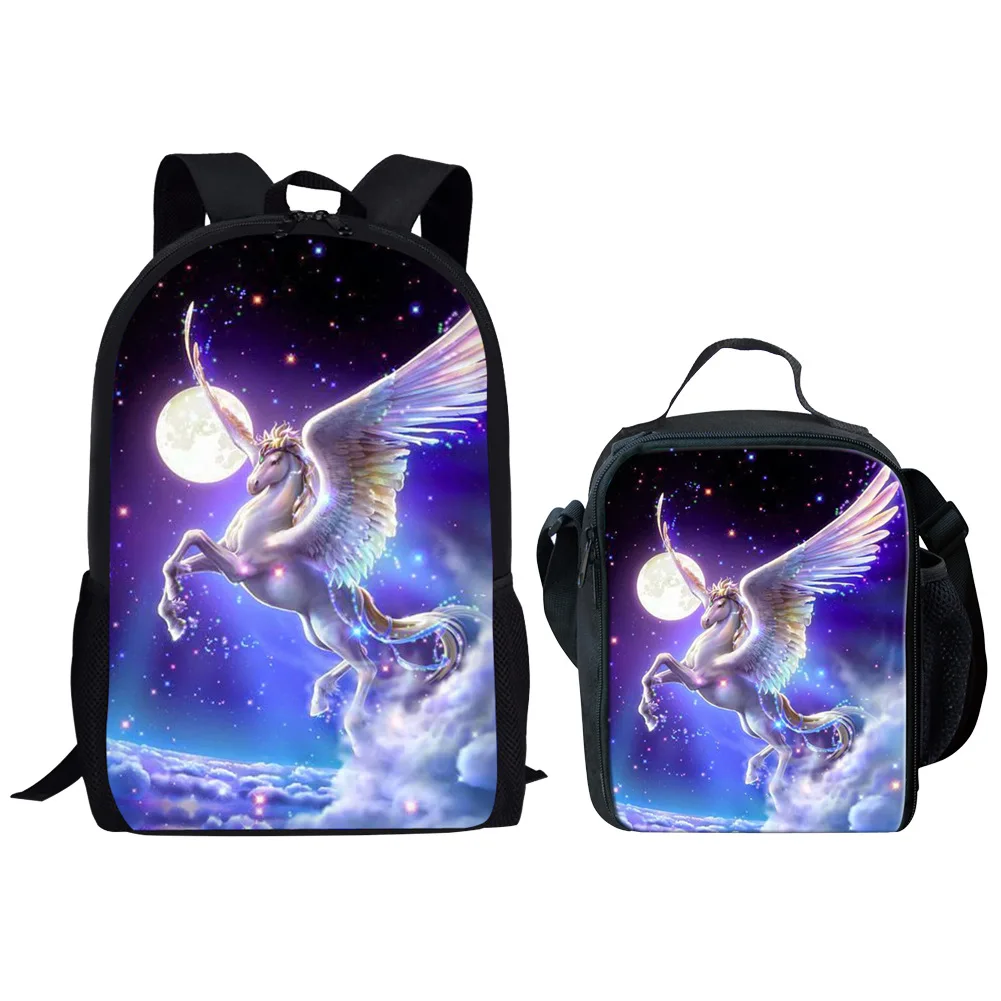 

Unicorn School Bag Night Asthma Wolf Dinosaur Students Lunch Bag Combination Young STUDENT'S Backpack Cartoon Bag