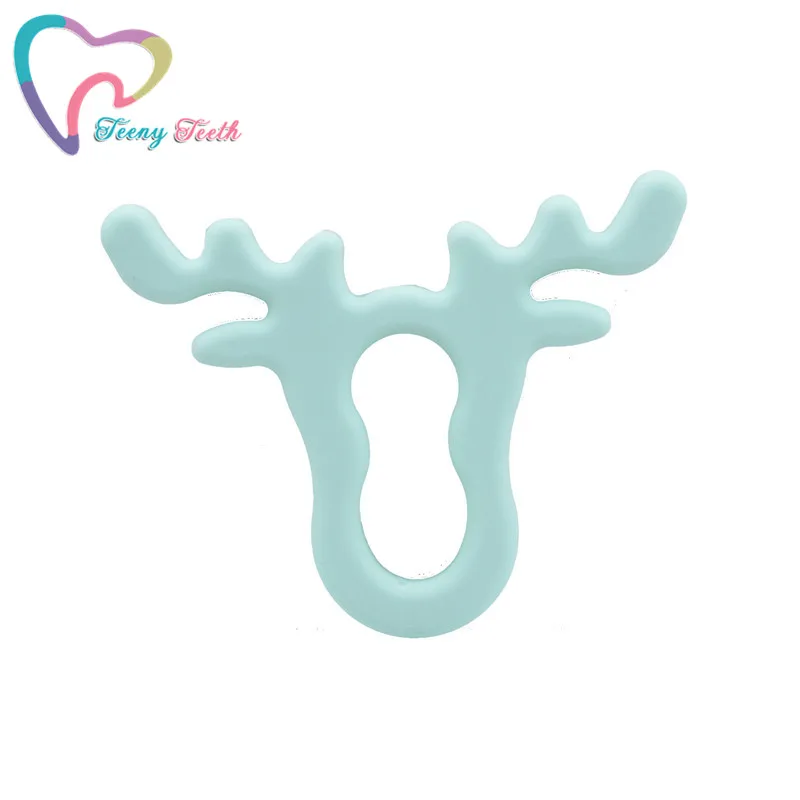 2 PCS Elk Silicone Rodent Deer Teether Cartoon Diy Pacifier Clip Holder Chain Food Grade Silicone Moose Head Baby Teether