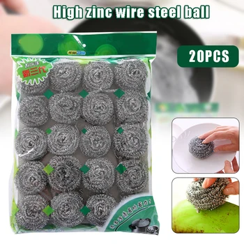 

New 20pcs Stainless Steel Sponges Scrubbers Cleaning Ball Kitchen Dishwashing Wire Cleaning Scourers Hogard