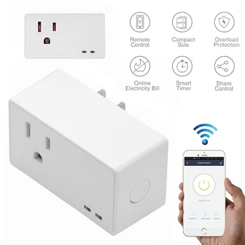 

Universal WIFI Smart Socket US Plug 250V 10A Remote Control Smart Timing Switch Work For Amazon Alexa Google Assistant