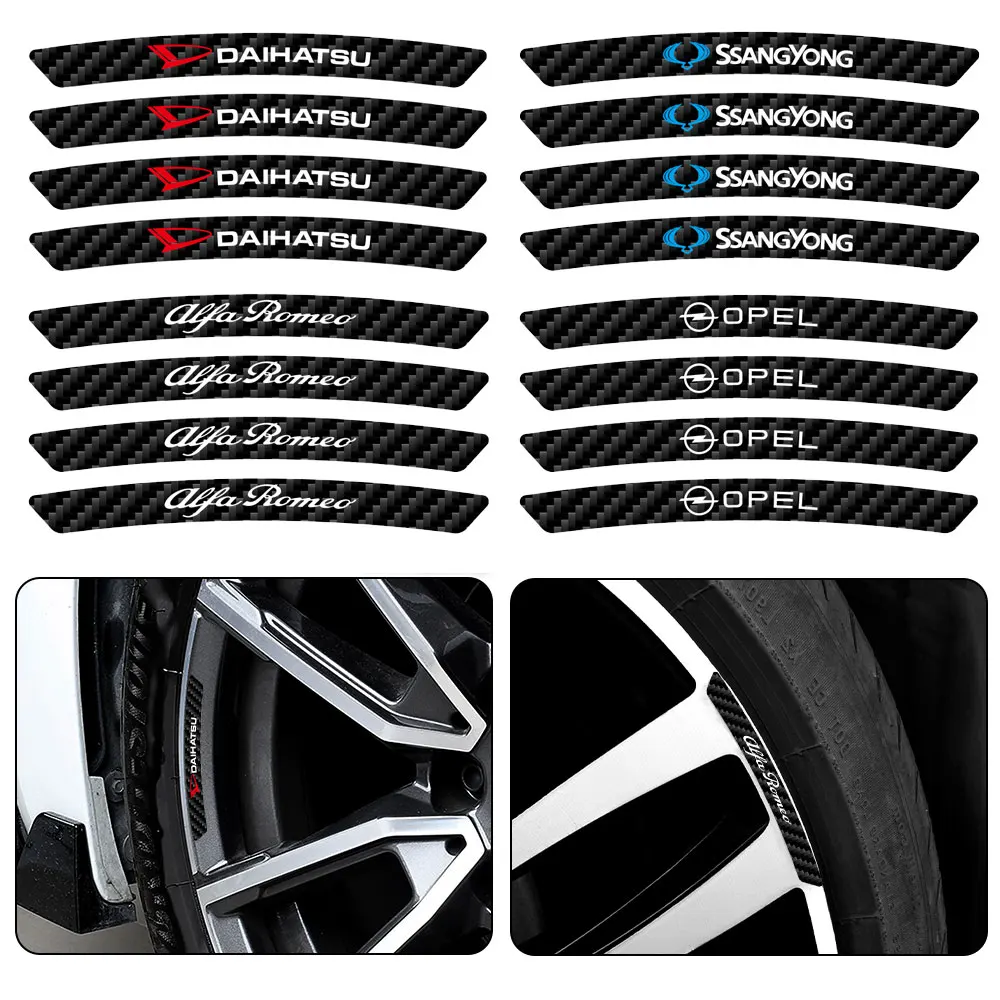 Car Styling 4 Pcs Carbon Fibre Wheels Rims Stickers Decal For Jeep Patriot Cherokee Wrangler Renegade Grand Compass | Автомобили и