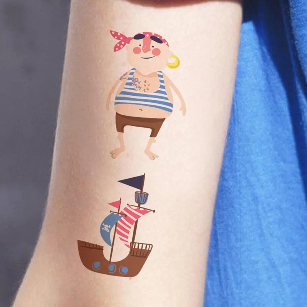 8 шт. изысканный Прочный 3D мультфильм нетоксичный Портативный татуировки наклейка "Пират" для детей