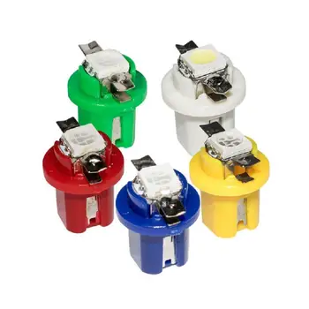 

10pcs T5 B8.5D 5051SMD 5050 Auto LED Lamp Car Dashboard Instrument Light Bulb 12V Signal Light Bulbs 7 Colors White Yellow Green