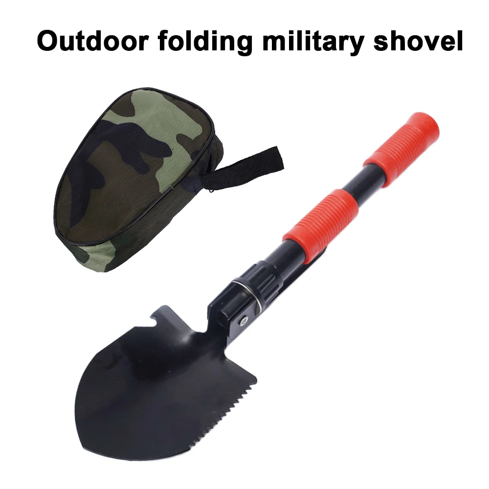 

Portable Multifunctional Shovel Camping Engineer Shovel Folding Shovel Black Red Outdoors Durable Medium Carbon Steel Travel