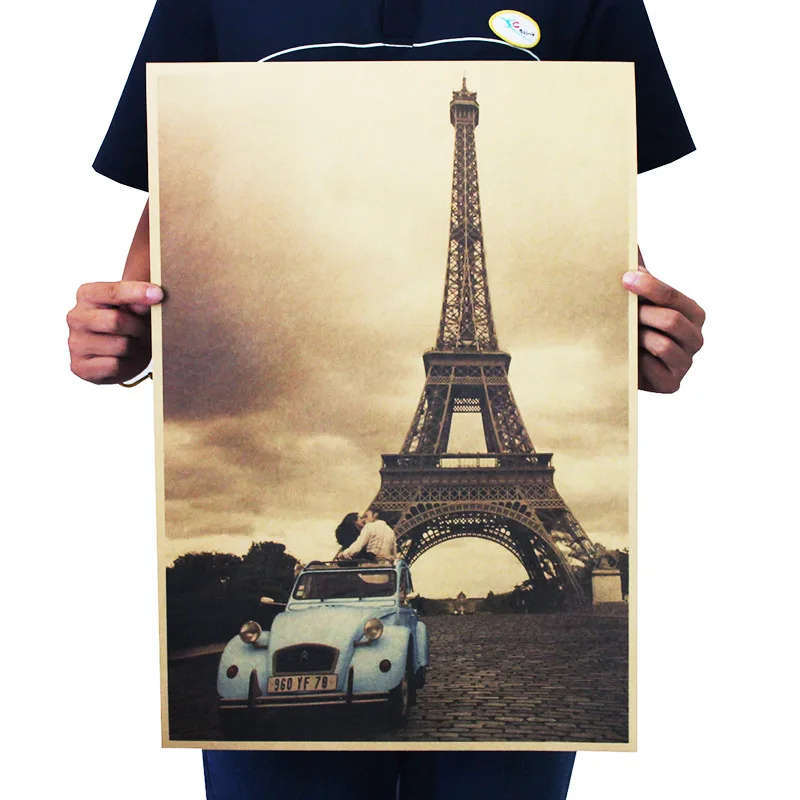 

[A6] Eiffel Iron Tower Nostalgic Retro Kraftpaper Poster Indoor Bar Cafe Decorative Painting
