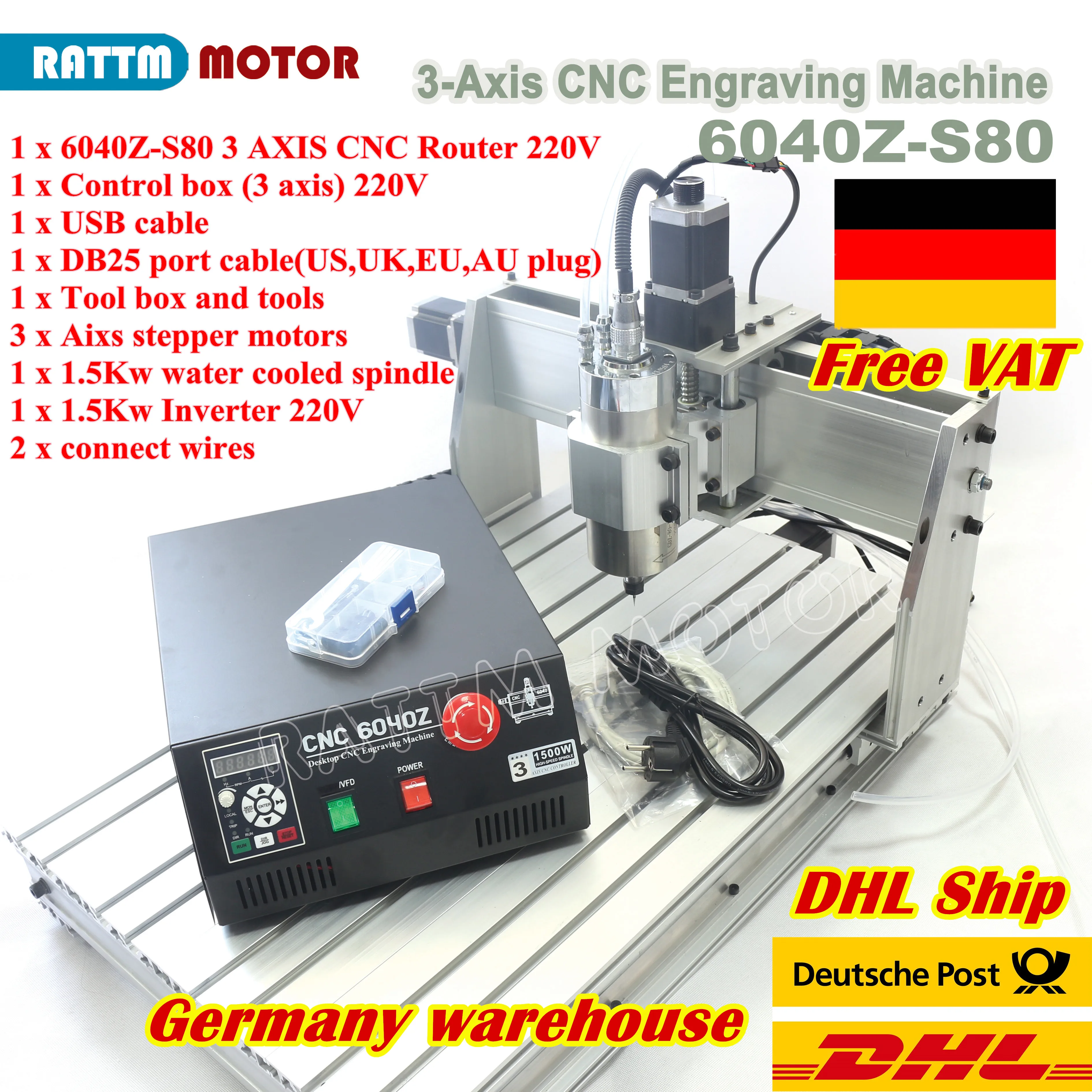 3 Axis Motors CNC 6040Z Router Engraver Engraving Drilling Milling Machine 1.5KW 