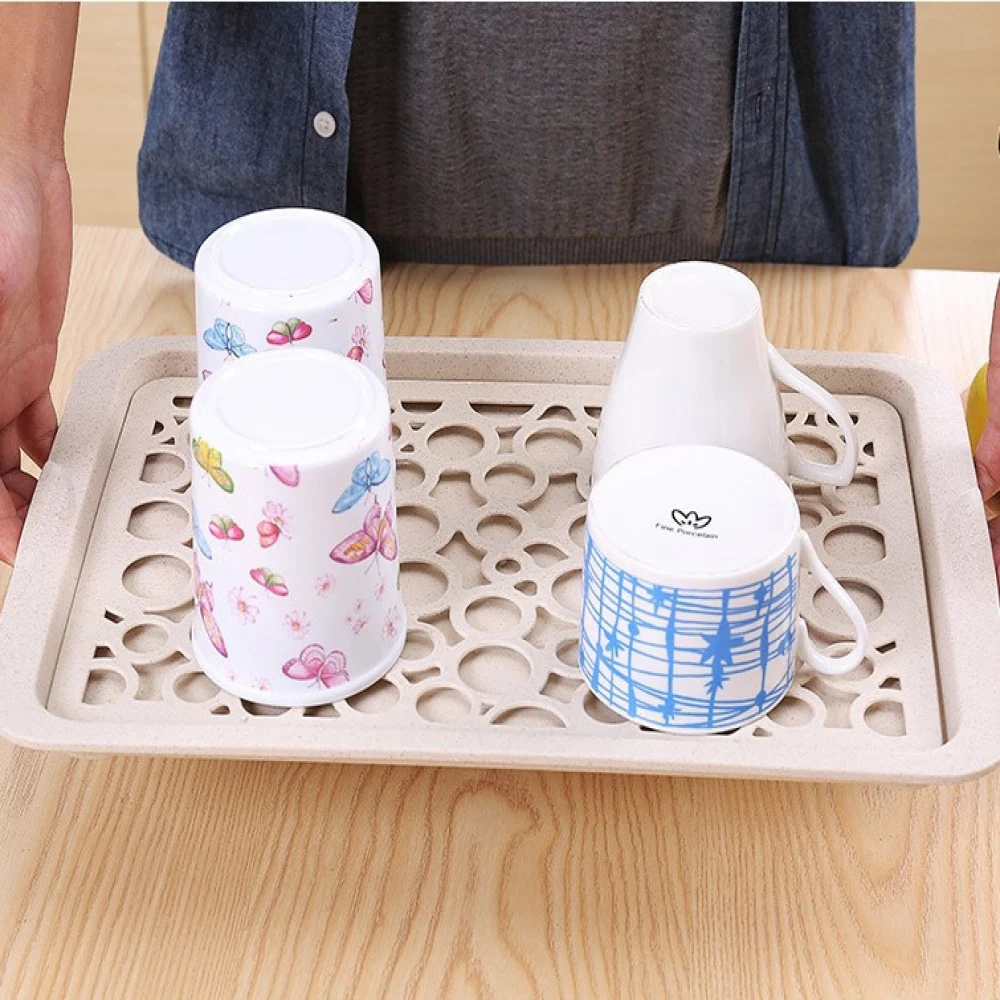 Creative Home Summer Drain Fruit Plate Living Room Cup Tray Tea Tray Double Plastic Cup Drain Plate Adjustable Kitchen Organizer