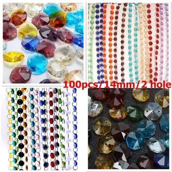 

Chinese Jewelry Beading 14mm Facetd Glass Loose Spacer Octagon Beads DIY With 2 Holes Crystal Pendants For Chandeliers