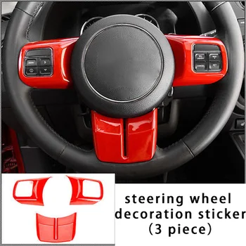 

For Jeep Compass Patriot 10-15 steering wheel decoration sticker red chrome molding trim 3pcs