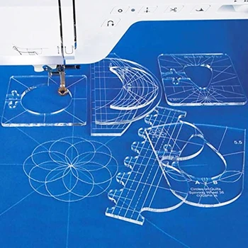 

Quilting Template Ruler Machine Quilting Ruler Set for Patchwork Sewing Machine Sewing Tool 6 Piece Template Set
