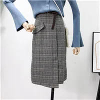 Mooirue-2019-Autumn-Winter-Pleated-Skirt-Women-High-Waist-Split-Vintage-Streetwear-A-Line-Khaki-Gray