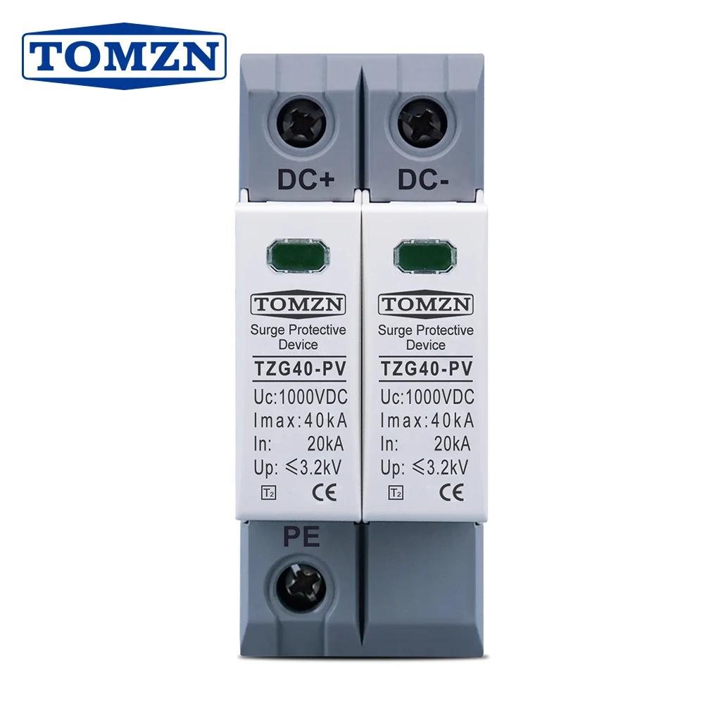DC SPD 2P 600V 800V 1000V 20KA ~ 40KA din-рейка Солнечная наружная защита питания защитное